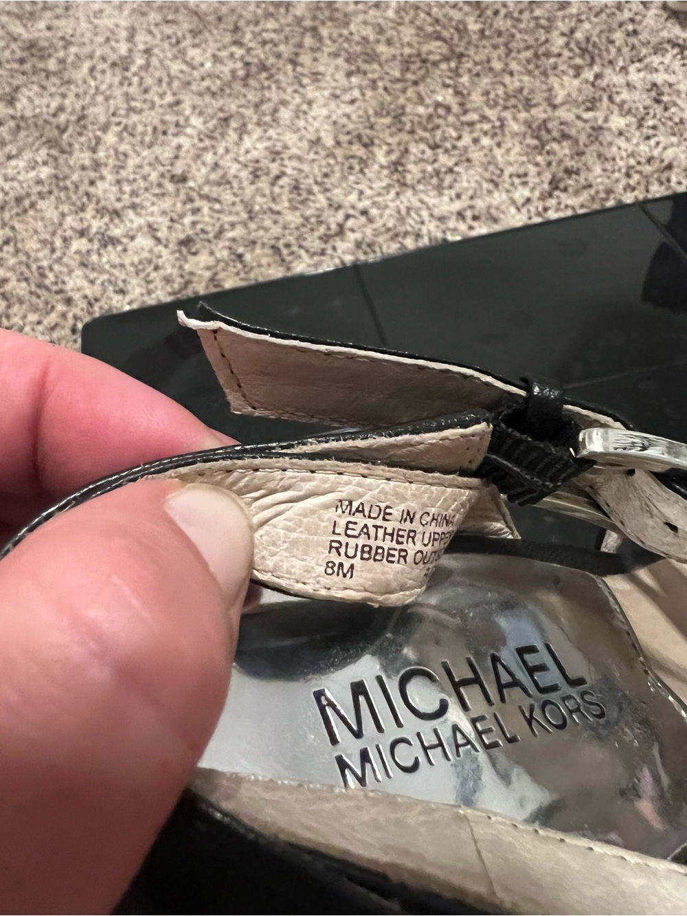 MICHAEL Michael Kors Black Leather Strappy Wedge Sandals - Picture 4 of 5